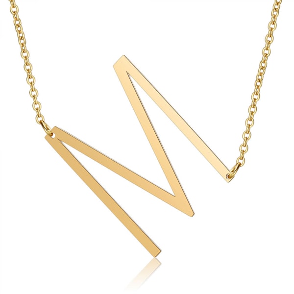 Sidledes Block Initial Hängsmycke Halsband för Kvinnor --- M