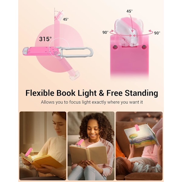 LED mini USB oppladbar øyebeskyttelse sammenleggbar bokklype lett bærbar enkel øyebeskyttelse leselys pink