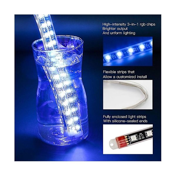 Motorcykel LED Underglow Kit, RGB Striber Vandtæt, 12 stk