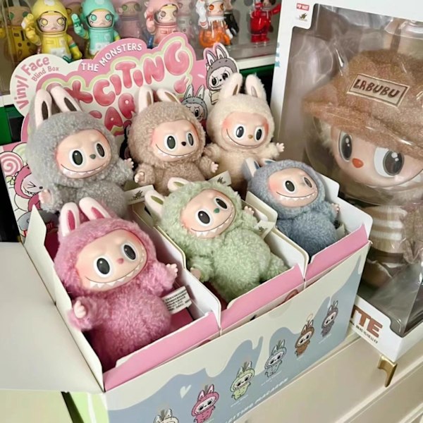 6-pack FÖR POP MART LABUBU Monster Spännande Macaron Plyschdocka Leksak Blind box