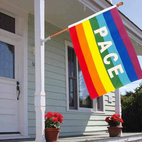 Regnbue Fred Udendørs Flag, Vejrbestandig Polyester, Regnbue Fred Bogstaver Flag, Udendørs Banner Flag Øje