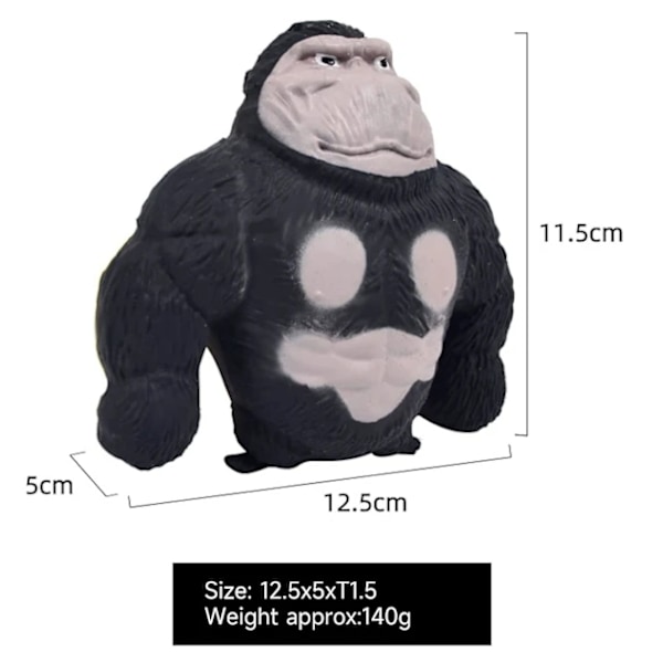 Elastiske Ape Leker, Stressreduserende Sensorisk King Kong Leketøysfigurer, Stressreduserende Gorilla Leker Gave til Barn og Voksne Svart Black