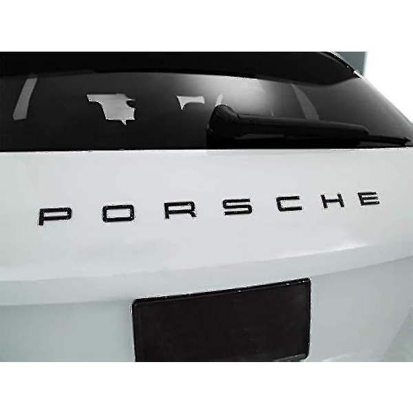 Blank sort Porsche skrifttræk bagklap emblem til 911 Carrera Cayenne Turbo Gt3