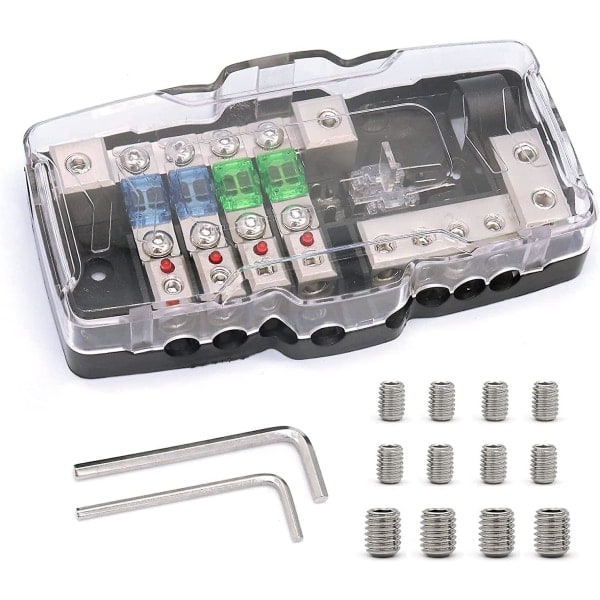 Blade fuse holder Car stereo Anl Distribution block 4-way fuse box Block 0/4ga 30a 60a Power Block