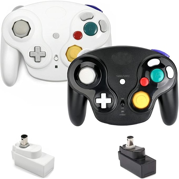 Trådlös Game Cube-kontroll, 2 stycken 2.4G Trådlös Klassisk Spelkontroll med Mottagaradapter för Wii Game Cube NGC GC