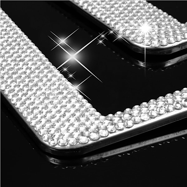 2-pak sort bling nummerpladeramme, rhinestone nummerplade