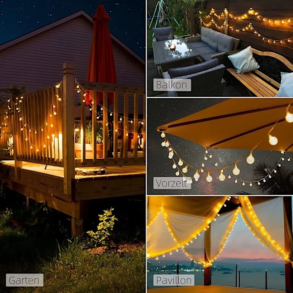 6M 40 LED lyslenke kule lyslenke fest hagedekorasjon lampe festbelysning juledekorasjon (varm hvit)