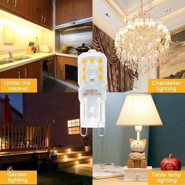 6x G9 LED-pære varm hvit 220V LED G9 pærer egnet for