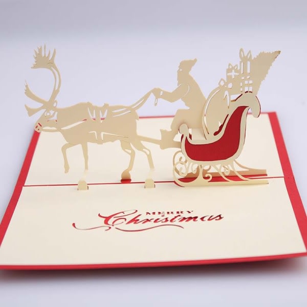 5 st 3d julhälsningskort tredimensionellt gratulationskort Julhjortbilskort