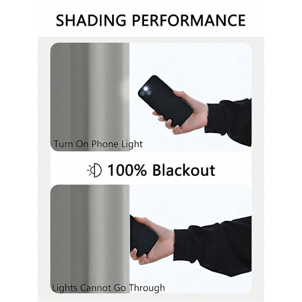 pc Mörkläggningsgardiner med Belagd Isolerande Foder, Gardiner för Vardagsrum, Sovrum, Kök, Heminredning, Rumsdekoration svart{qw} black 132X241CM 1PCS&Grommet Top