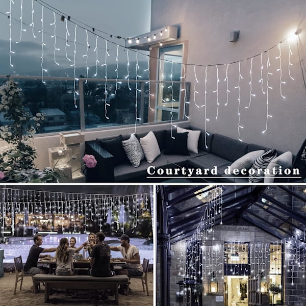5M 96 LED Utomhus Gardinljus, Inomhus Gardinljus, Vattentät Ljusslinga, Trädgårdsljusslinga för Inomhus- och Utomhusdekoration Rum för Jul