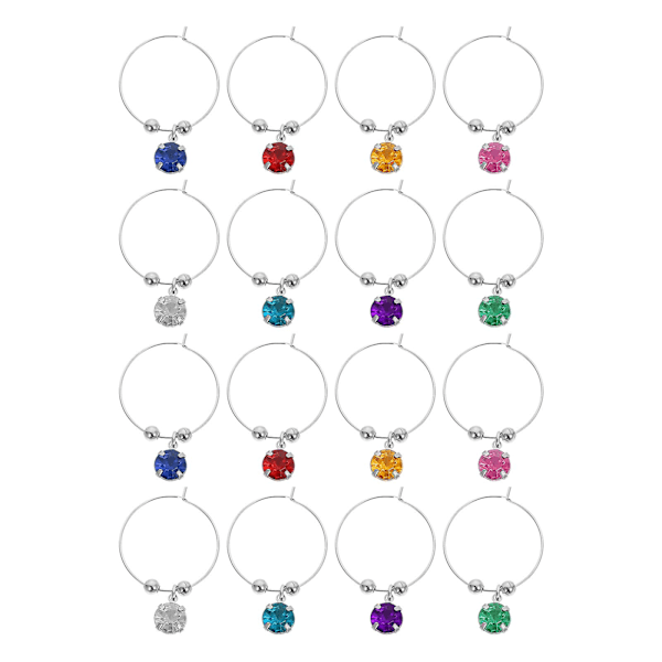 16 stk. magnetiske vinetiketter, glassmarkører med virvel, champagneglassetiketter, drikkemarkører