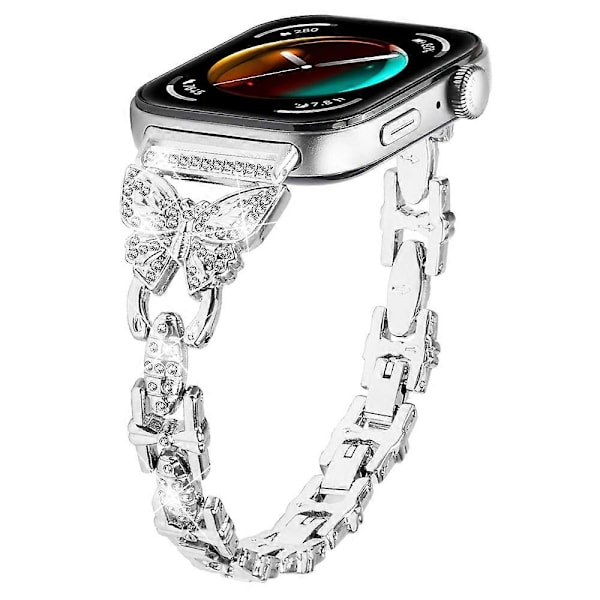 Armbånd til Huawei Watch Fit 3 med Rhinestone-dekorasjon, Sommerfugldesign, Rustfritt Stål Flerfarget Multicolor Style E