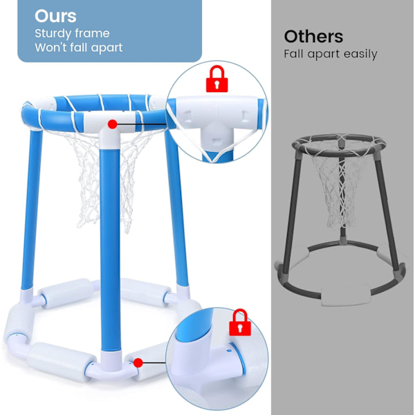 Flytande basketkorg för pool, utomhus basketkorg för barn, pool basketkorg med 2 bollar och pump, poolspel