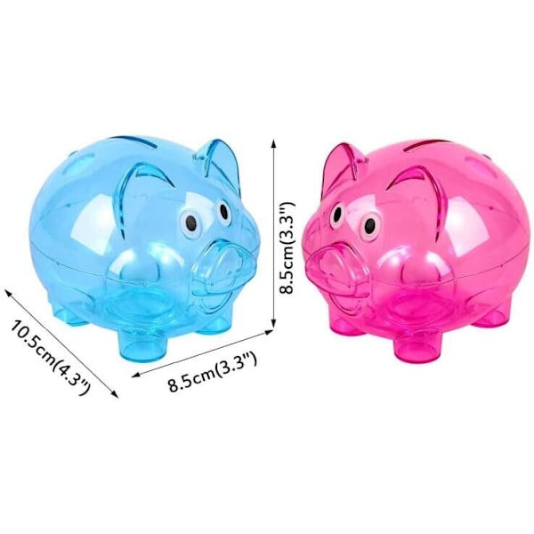 2 st Blå/Rosa Transparent Spargris Okrossbar Pengabox Myntbox Barn Pojkar Flickor Födelsedag, Jul, Baby Shower