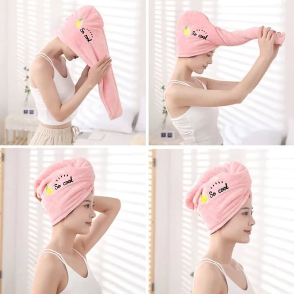Fri frakt duva snabbtorkande handduk, hår turban snabbtorkande, mikrofiberhandduk, hår. Hårhandduk med knapp, absorberande, stabilt grepp, mörkblå