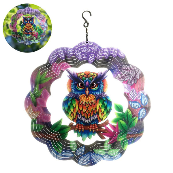 3d Metal Outdoor Garden Decor Wind Spinner (Mysterious Owl) Garden Crafts Home Decor Pendant