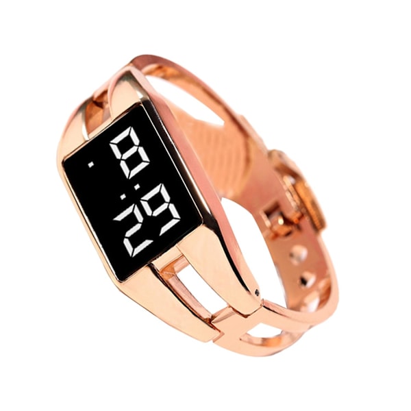 Damklocka Elektronisk Ljusstyrka Pekkontroll Rektangulär Urtavla Exakt Justerbar Dekorativ Gåva La【HY】 Pink gold