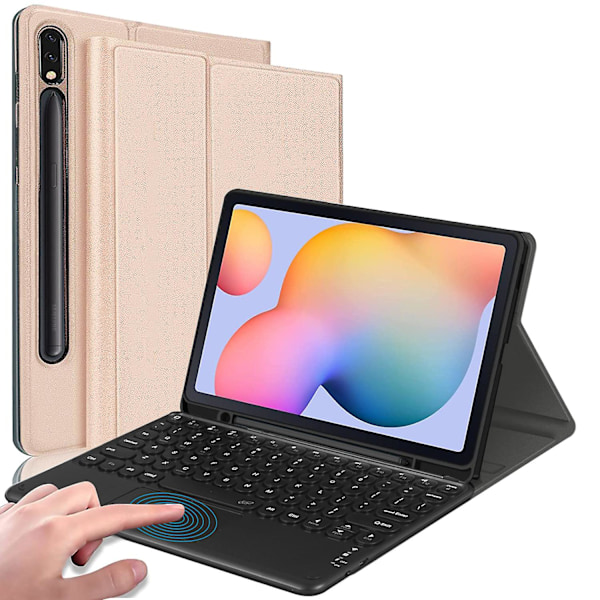 Trådlöst Bluetooth-fodral med pekplatta för Samsung Galaxy Tab S7 Fe / S7 Plus / S8+ - Stöttåligt skydd Pink