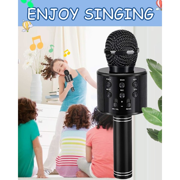 Legetøj til børn i alderen 5 6 7 8 9 10, Karaoke mikrofon til børn Populært legetøj til piger og drenge i alderen 5-12 Fødselsdagsgaver til teenagepiger og drenge i alderen 5-12 Fest-Sort