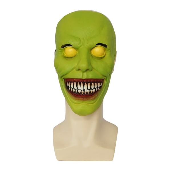 Halloween skräckmask COS smile exorcism gröna ögon latexmask