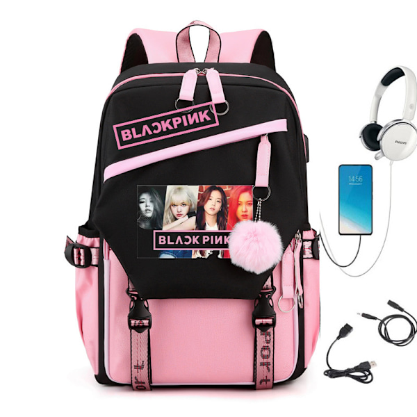 BLACKPINK Ryggsäck Skolväska pink girl