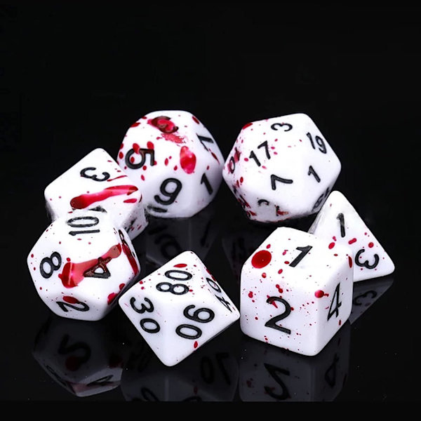 7x terninger til Dungeons & Dragons (DnD) - Hvid/Rød{yh} multifärg multicolor