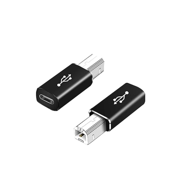 USB C - USB B -sovitin (2-pakkaus), yhteensopiva tulostimien, MIDI:n,