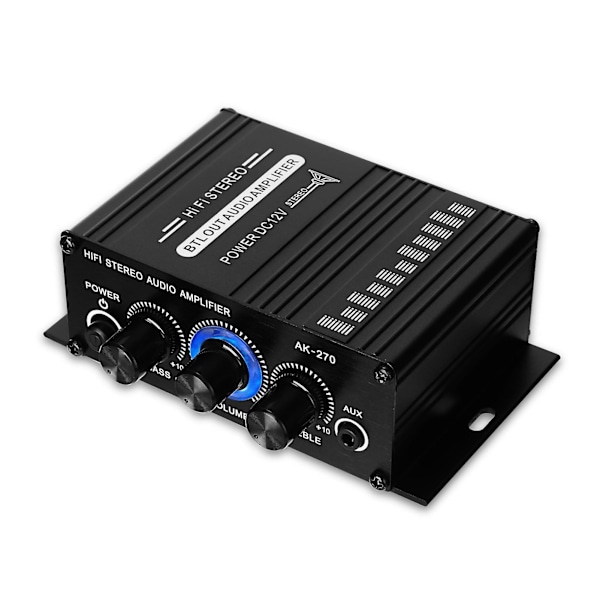 AK270 Liten Mini 2-kanals stereo 12V strømforsterker Lydforsterker