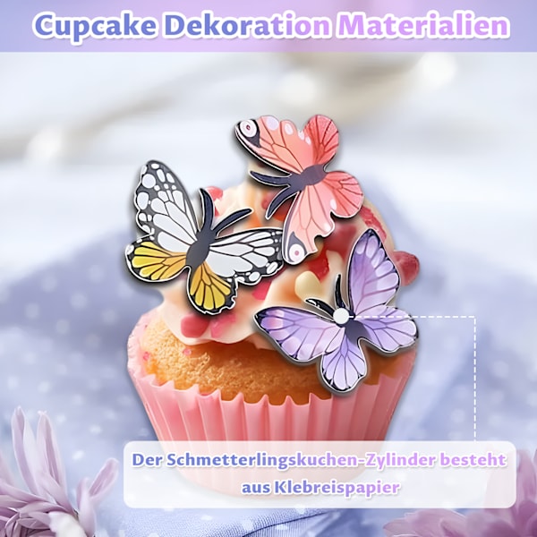 Sommerfugl Kakepynt, 72 stk Spiselige Sommerfugler Kakepynt, Spiselige Papir Sommerfugl Cupcake Pynt, for Bryllup, Bursdag,【HY】