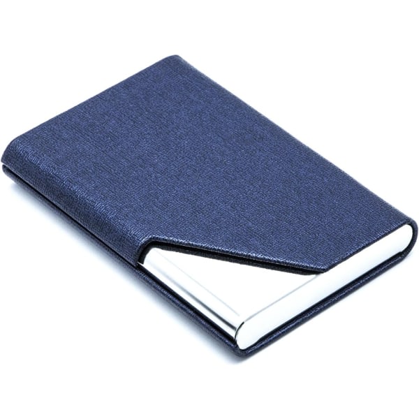 Visitkortshållare Lyxigt PU-läder & rostfritt stål Multi , Visitkortshållare Plånbok Kreditkorts-ID - case (blå)