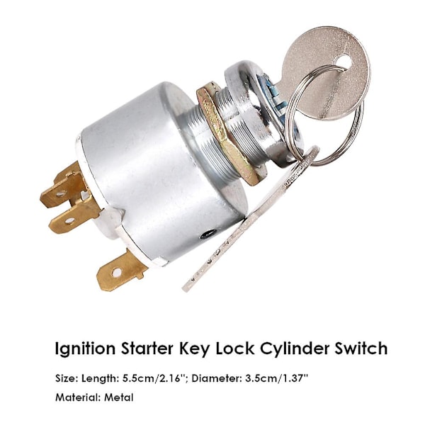 Tändningslås, 12v universell motorstartbrytare med nyckel lämplig för motorcyklar, traktorer, bilar och båtar Fem fot traktor