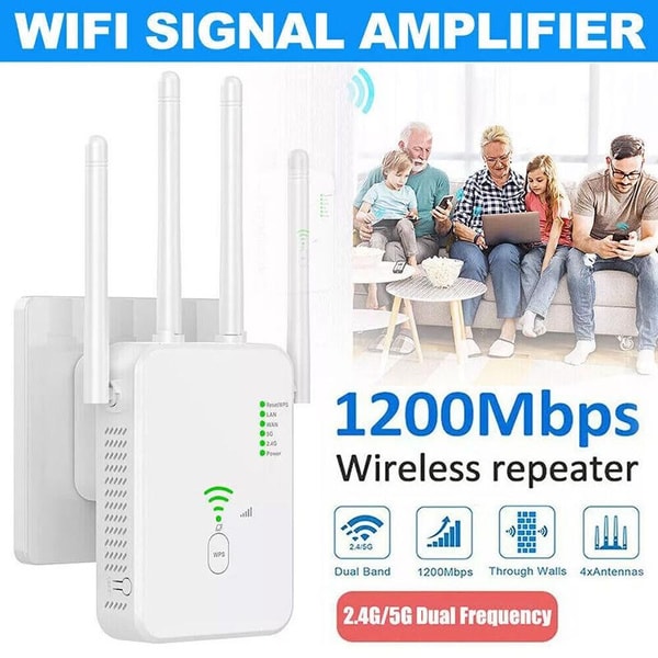 1200Mbps WiFi-förlängare repeater 2.4Ghz/5Ghz Internet signal räckviddsförbättring