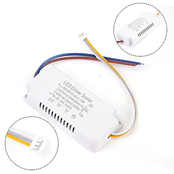 Tri-color LED driver 260-280mA Transformer 8-24Wx2 20-40Wx2 30-50Wx2 40-60Wx2 50-70Wx2 Til loftslamper {XW} 40 to 60 watts