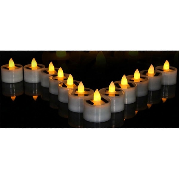 12 stk. Solcelle Varmelys LED Lys Vanntette Oppladbare Lys for Fest Hage Hjem Dekor