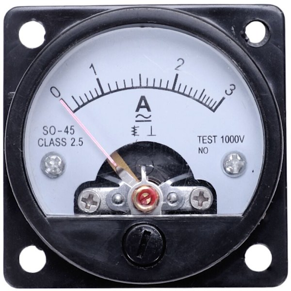 AC Rund Analog Panel Meter 0-3A Måling Amperemeter Meter Sort