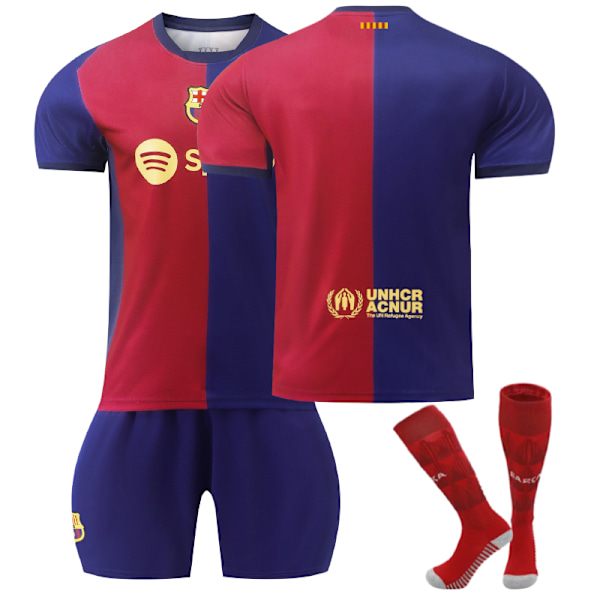 Barcelona Hjemme Draktsett Barn 2024-2025 - Hjemme - UNummerert - Sokker 24 UNummerert - Sokker Unnumbered - Socks 24