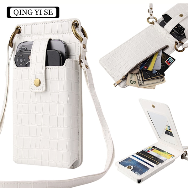 Romslig Lomme Liten Crossbody Veske Mobiltelefon Lommebok Håndveske Egnet for Tenåringsjenter, Hvit {XW}