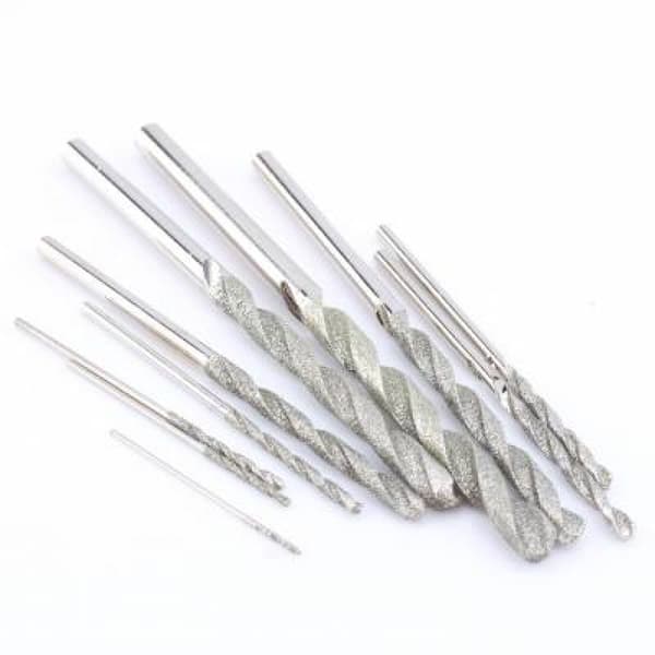 10 stk., 0,8-4,0 mm, diamantslibesæt, bor til glassten a{yh}