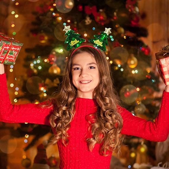 Juletrær Hodebånd Sekvens Hodebånd Glitter God Jul Hodebånd Kvinner Jenter Grønn Hår Tilbehør Hodeplagg