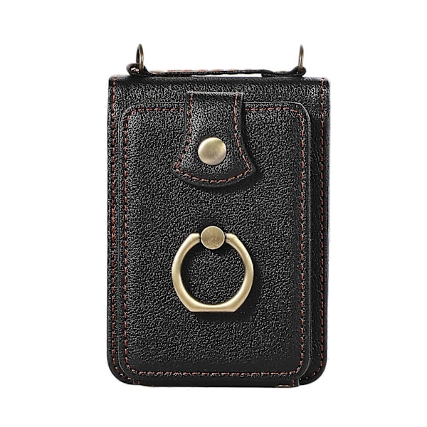 Crossbody Wallet Case til Samsung Galaxy Z Flip 6, Skulderrem, Ring Stand, RFID Kortlomme, Læder Etui Rød Red For Galaxy Z Flip 6