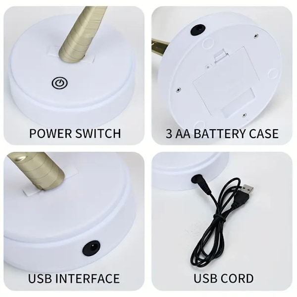 Gylden løvtre lys, berøringsbryter, dobbel USB/AAA batteriboks, LED vakkert og magisk bonsai trelys