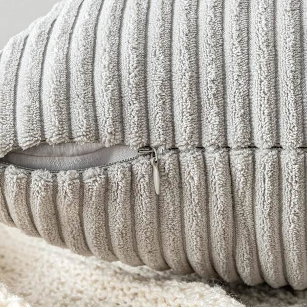 Kuddfodral i corduroy, avlångt, dekorativt kuddfodral, randigt, mjukt, bluff hem för soffa sovrum 30X50cm Silver Gray