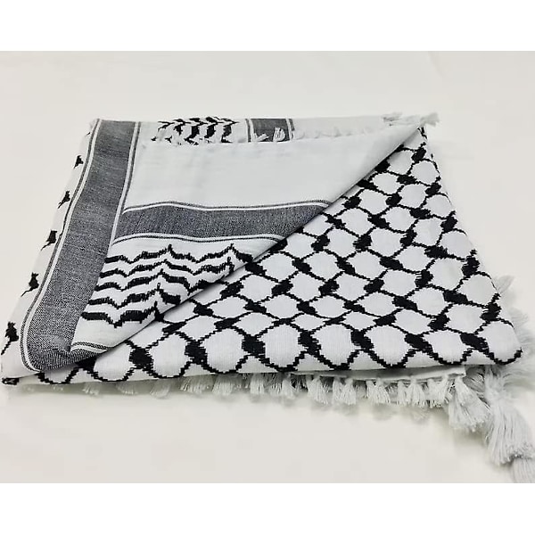 Palestinasjal, Keffiyeh, Arafat Hatta, upphöjd med tofsar, Shemagh Keffiyeh Arabisk hundtandsmönster 100%