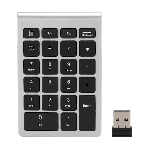 RF304 22-Tast Nummerskrivebord USB 2.4G Trådløst Mini Tastatur med Modtager Sølv Sort
