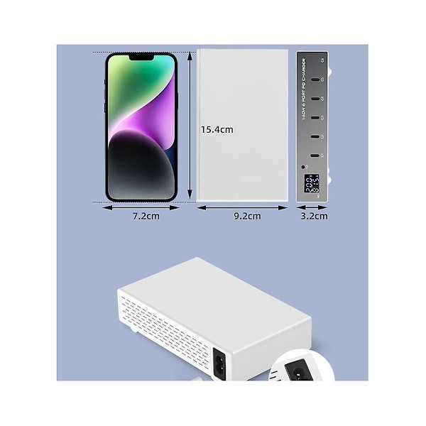 140W 6-i-1 PD Oplader Quick Charge 3.0 USB-C Hurtig Opladningsstation Opladning til Laptop Type C 30W E