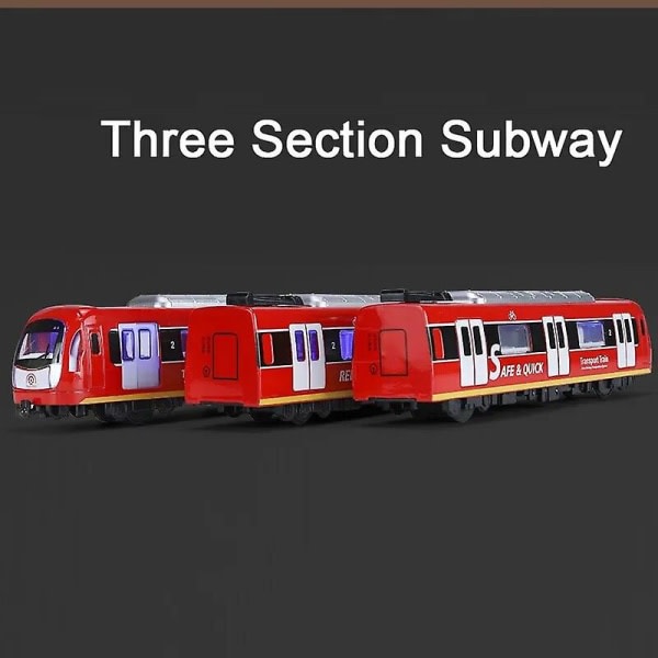 1/86 Fjärrstyrd Legering Tunnelbana Metall Diecast Simulering Transportmodell med ljud och lätt leksak för pojke Födelsedagspresent Three Subways Red