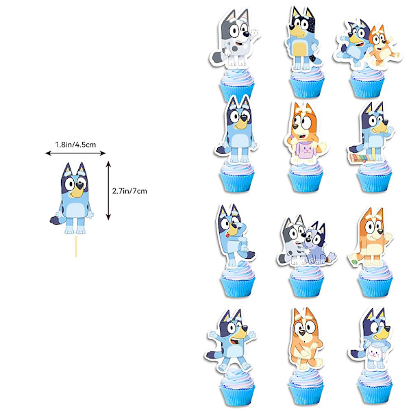 Bluey tema børnefest tillykke med fødselsdagen festartikler sæt banner balloner cupcake toppers dekorationssæt