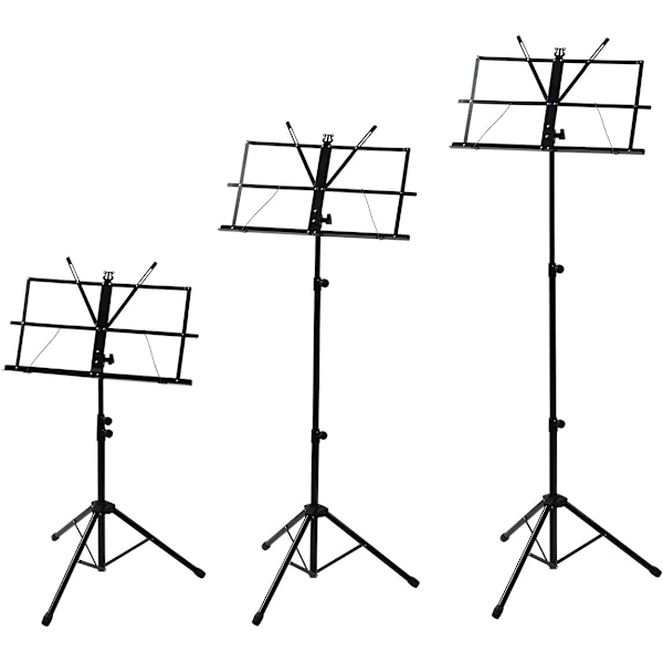 Højdejusterbart nodestativ, bærbart sammenklappeligt metalstativ med bæretaske, nemt at opbevare eller rejse med, sort