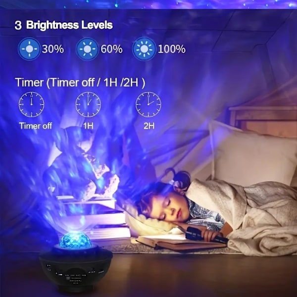 Galaxy Natlys / Rumlampe Stjerneprojektor med Bluetooth Højtaler Sort Black GALAXY - BASIC BLUETOOTH